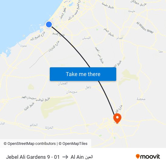 Jebel Ali Gardens 9 - 01 to Al Ain العين map