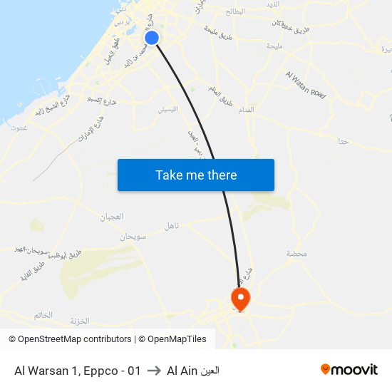 Al Warsan 1, Eppco - 01 to Al Ain العين map