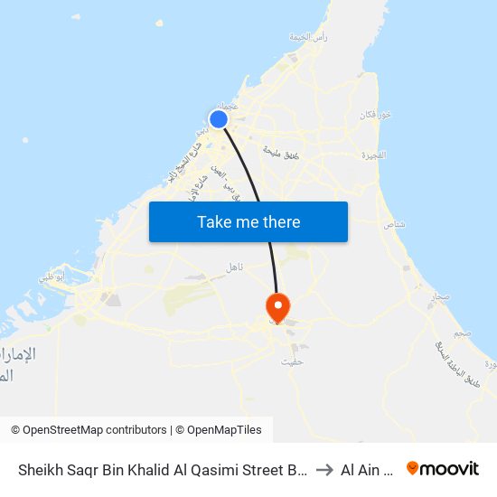 Sheikh Saqr Bin Khalid Al Qasimi Street Bus Stop to Al Ain العين map