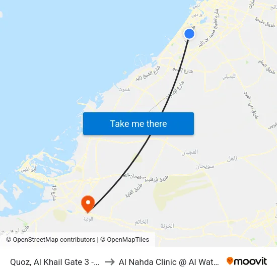 Quoz, Al Khail Gate 3 - 01 to Al Nahda Clinic @ Al Wathba map