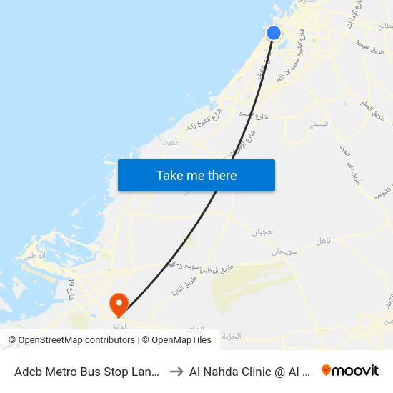 Adcb Metro Bus Stop Landside - 1 to Al Nahda Clinic @ Al Wathba map