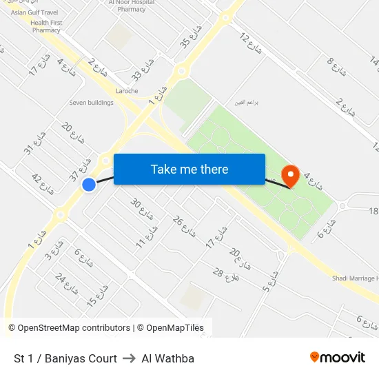 Street 1 / Baniyas Court to Al Wathba map