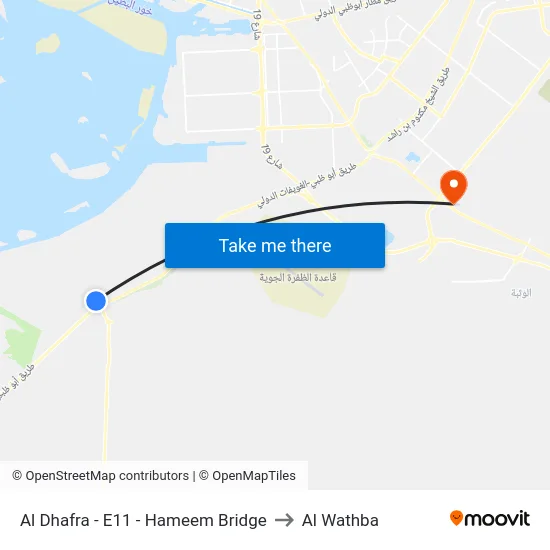 Al Dhafra - E11 - Hameem Bridge to Al Wathba map