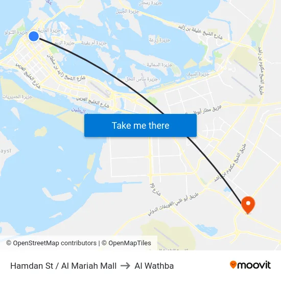 Hamdan St / Al Mariah Mall to Al Wathba map