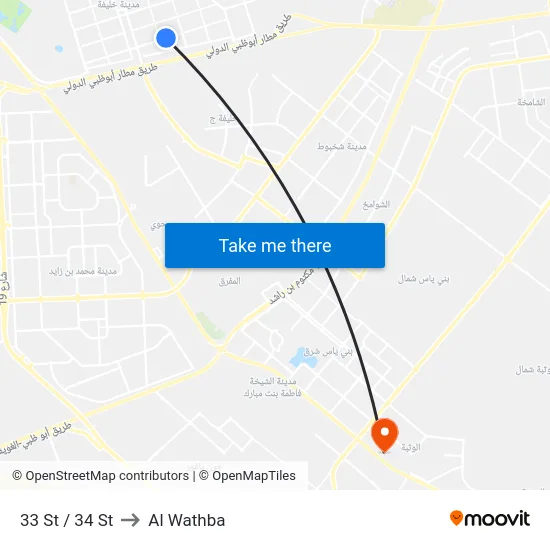 33 St / 34 St to Al Wathba map