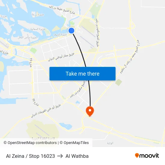 Al Zeina / Stop 16023 to Al Wathba map