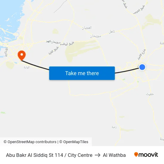 Abu Bakr Al Siddiq St 114 / City Centre to Al Wathba map