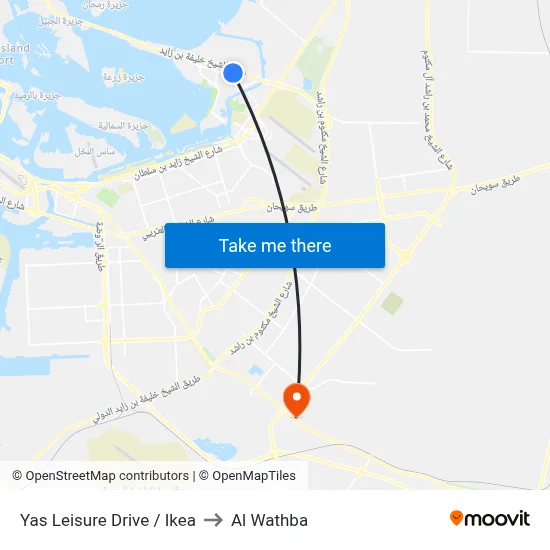Yas Leisure Drive / Ikea to Al Wathba map