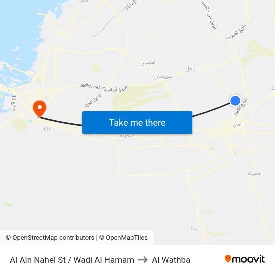 Al Ain Nahel St / Wadi Al Hamam to Al Wathba map