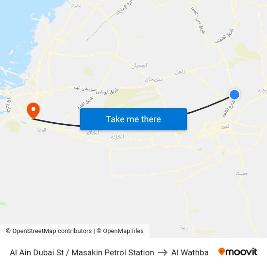Al Ain Dubai Street / Masakin Petrol Station to Al Wathba map
