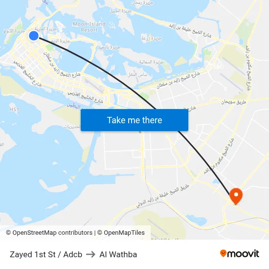 Zayed 1st St / ADCB to Al Wathba map