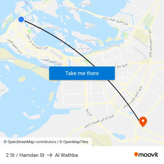 2nd Street / Hamdan Street to Al Wathba map