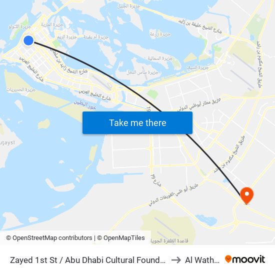 Zayed 1st St / Abu Dhabi Cultural Foundation to Al Wathba map