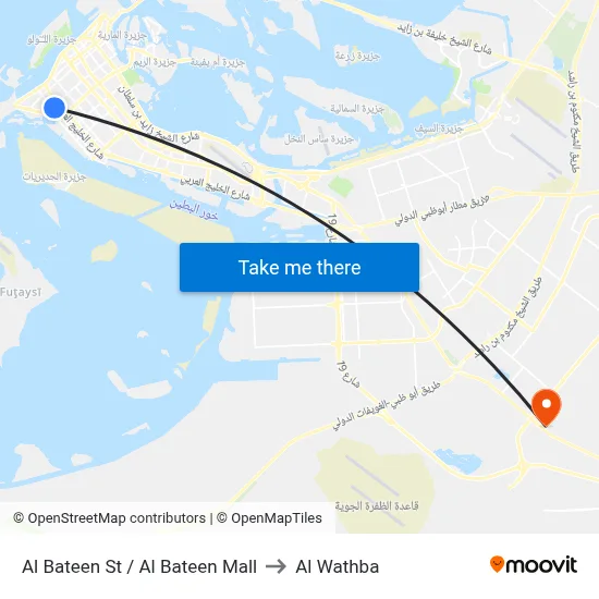 Al Bateen St / Al Bateen Mall to Al Wathba map