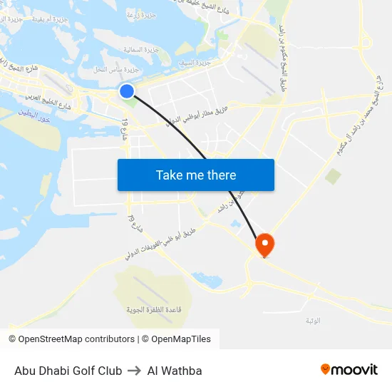 Abu Dhabi Golf Club to Al Wathba map