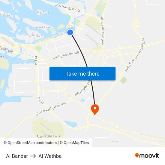 Al Bandar to Al Wathba map
