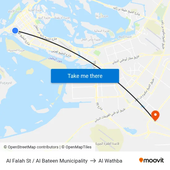 Al Falah St / Al Bateen Municipality to Al Wathba map