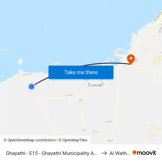 Ghayathi - E15 - Ghayathi Municipality Abattoir to Al Wathba map