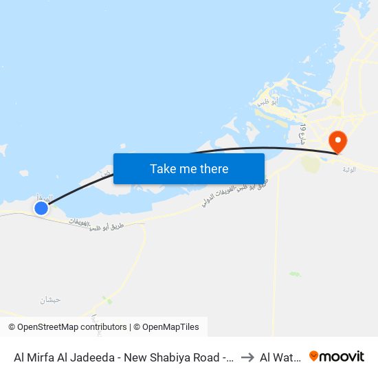 Al Mirfa Al Jadeeda - New Shabiya Road -  Shabiya 3 to Al Wathba map