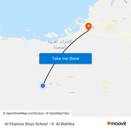 Al Khanour Boys School to Al Wathba map