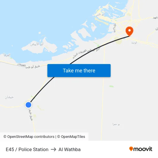 E45 / Police Station to Al Wathba map