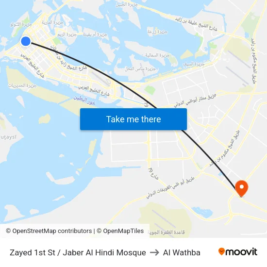 Zayed 1st Street / Jaber Al Hindi Mosque to Al Wathba map