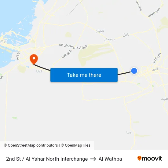 2nd St / Al Yahar North Interchange to Al Wathba map