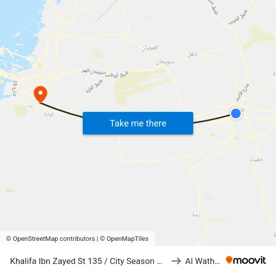 Khalifa Ibn Zayed St 135 / City Season Hotel to Al Wathba map