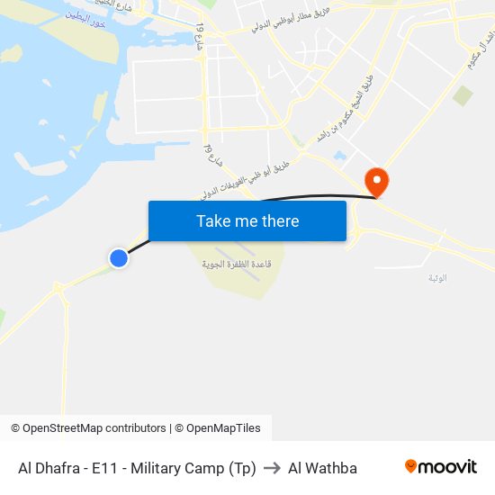 Al Dhafra - E11 - Military Camp (Tp) to Al Wathba map