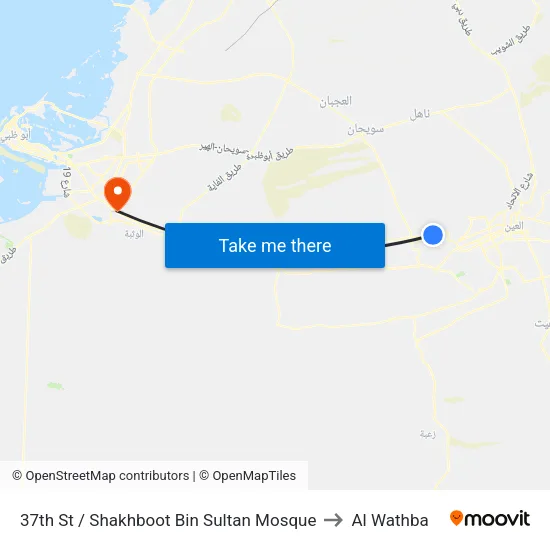 37th St / Shakhboot Bin Sultan Mosque to Al Wathba map