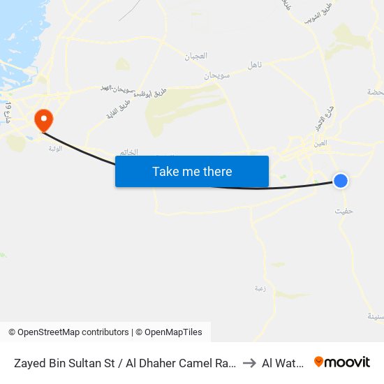 Zayed Bin Sultan St  /  Al Dhaher Camel Race No 1 to Al Wathba map