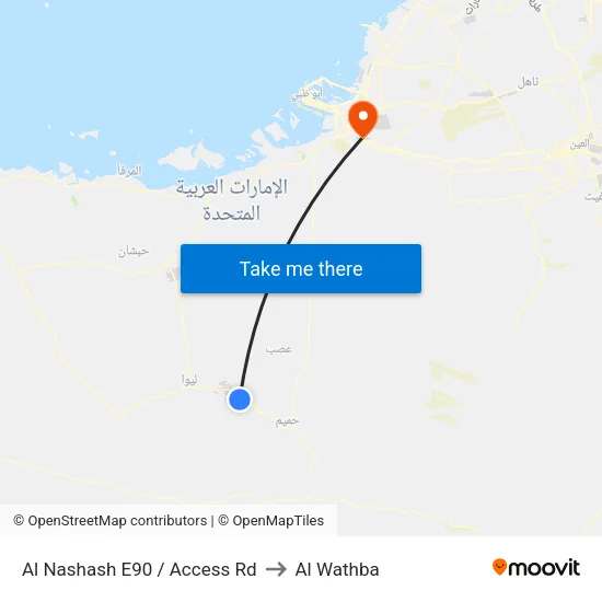Al Nashash E90 / Access Road to Al Wathba map