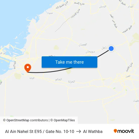 Al Ain Nahel St E95 / Gate No. 10-10 to Al Wathba map
