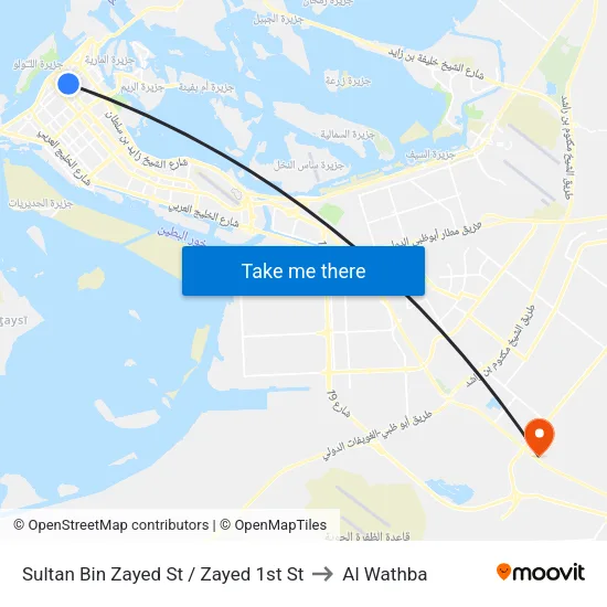 Sultan Bin Zayed St / Zayed 1st St to Al Wathba map