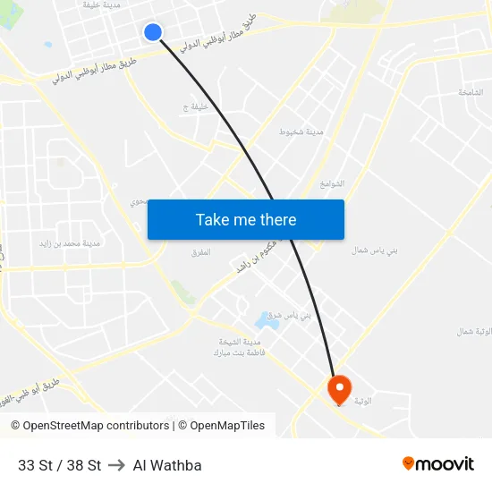 33 Street / 38 Street to Al Wathba map