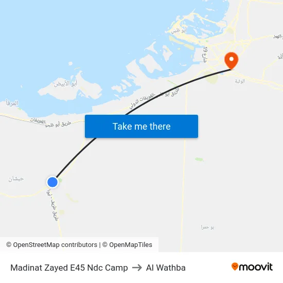Madinat Zayed E45 Ndc Camp to Al Wathba map