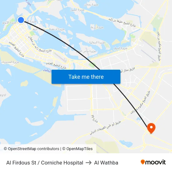 Al Firdous Street / Corniche Hospital to Al Wathba map