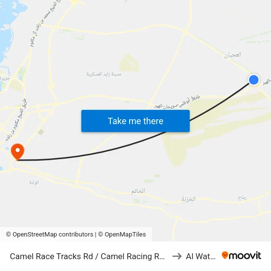 Camel Race Tracks Road / Camel Racing Roundabout to Al Wathba map