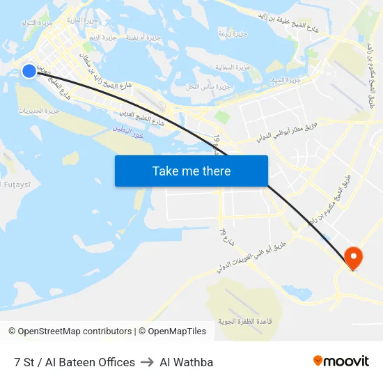 7th Street / Al Bateen Offices to Al Wathba map