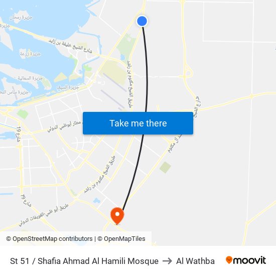 St 51 / Shafia Ahmad Al Hamili Mosque to Al Wathba map