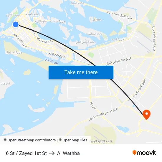 6 St / Zayed 1st St to Al Wathba map