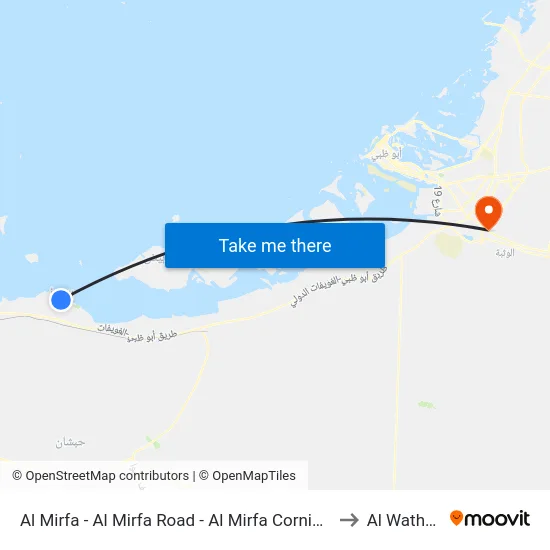 Al Mirfa - Al Mirfa Road - Al Mirfa Corniche to Al Wathba map