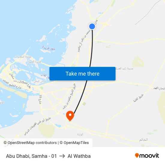 Abu Dhabi, Samha - 01 to Al Wathba map