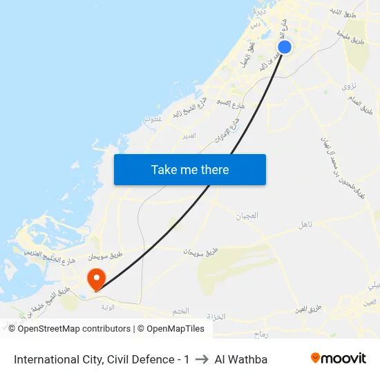 International City, Civil Defence - 1 to Al Wathba map