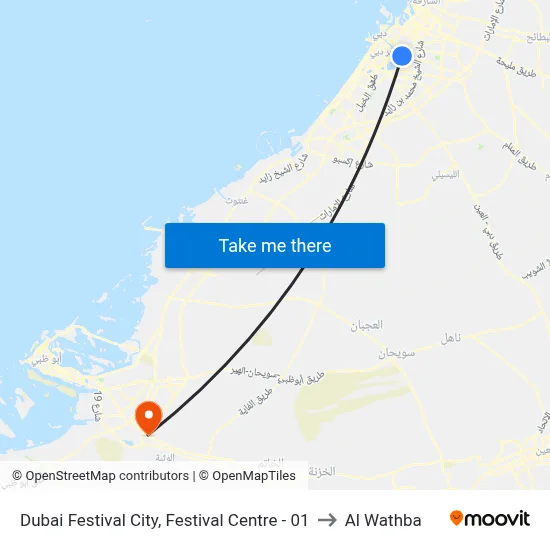 Dubai Festival City, Festival Centre - 01 to Al Wathba map