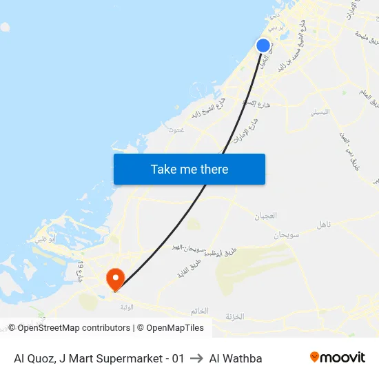 Al Quoz, J Mart Supermarket - 01 to Al Wathba map