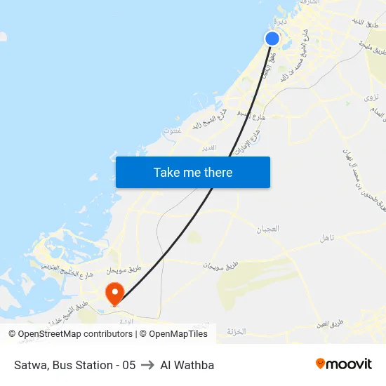 Satwa, Bus Station - 05 to Al Wathba map