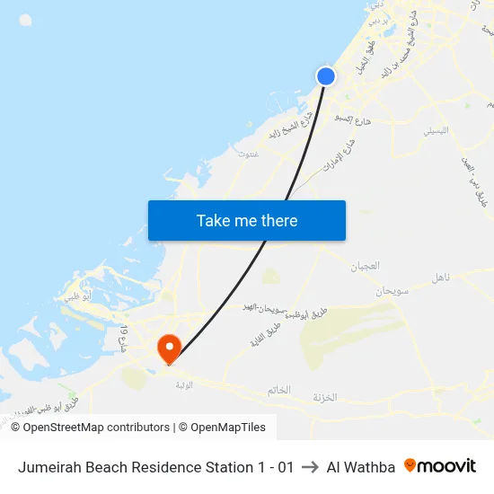 Jumeirah Beach Residence Station 1 - 01 to Al Wathba map