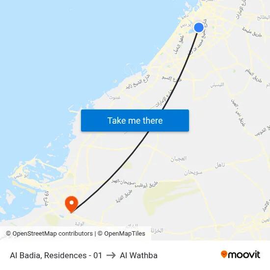 Al Badia, Residences - 01 to Al Wathba map