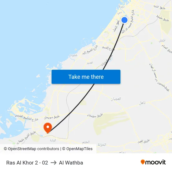 Ras Al Khor 2 - 02 to Al Wathba map